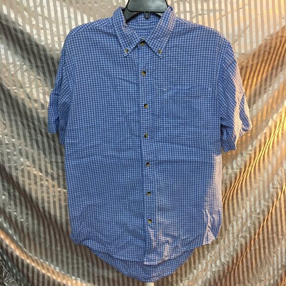Travelsmith Men's Short Sleeve Button Down Plaid Shirt - Picture 1 of 5